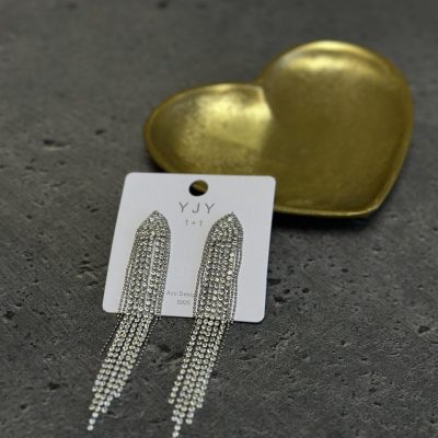 Сережки довгі зі стразами