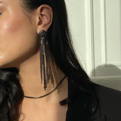 Комплект(сережки та чокер) зі стразами камінням вечірній святковий