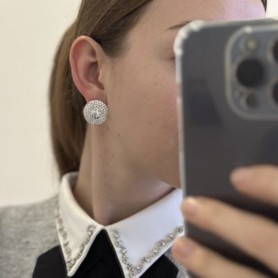 Сережки вечірні святкові зі стразами камінням кульчики