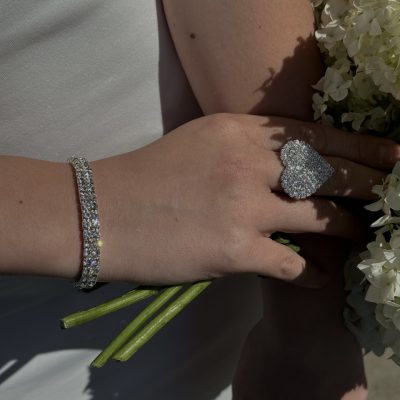 Комплект(каблучка і браслет) новорічний зі стразами камінцями вечірній святковий