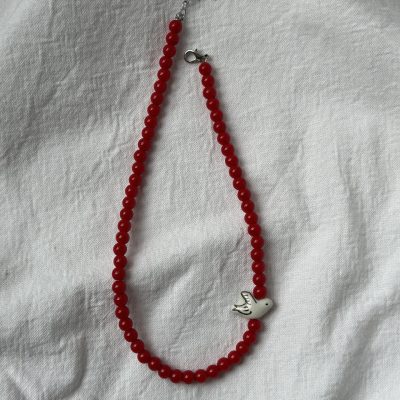 Намисто на шию кольє з птахом чокер голуб червоний