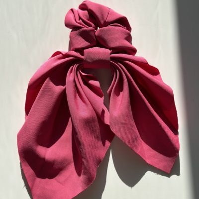 Гумка для волосся з хусткою рожева малинова